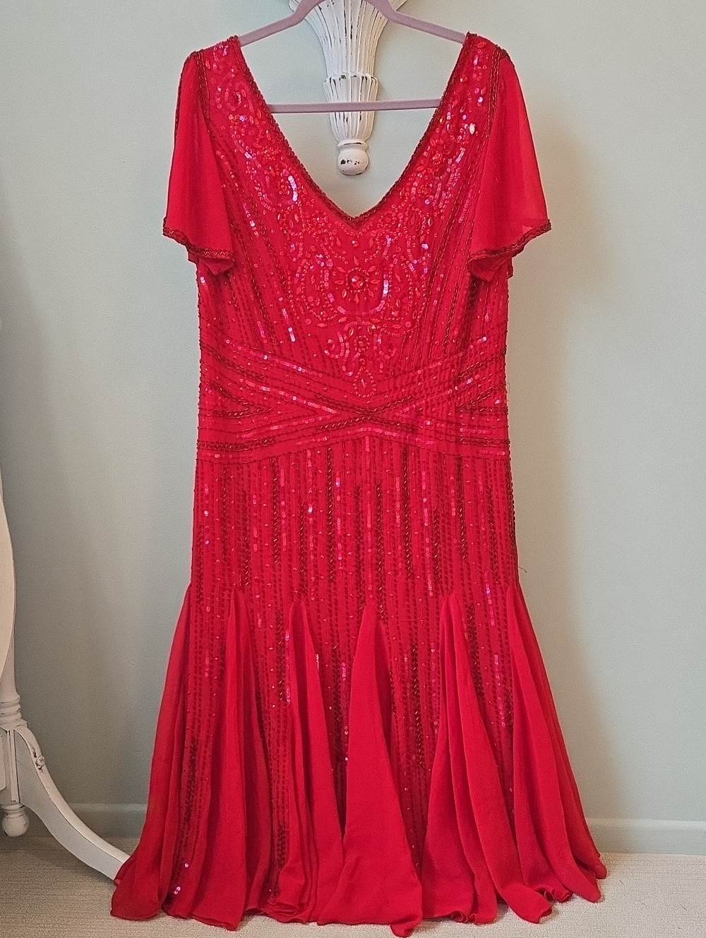 Girls Red Sequin Party Dress